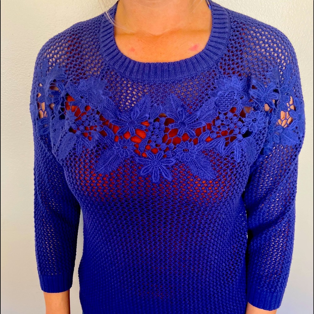 Lauren Conrad | Loose Knit Lace 3/4 Sleeve Sweater